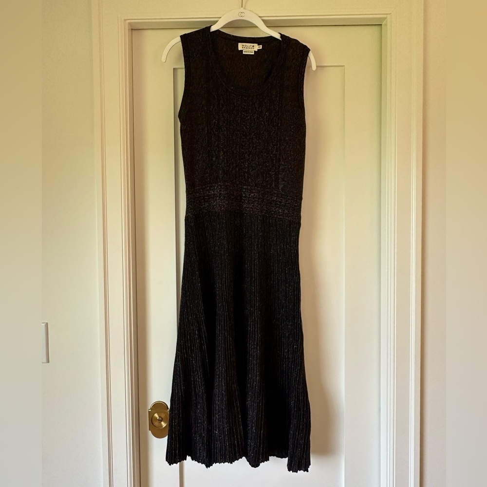 Molly Bracken Black Sparkle Midi Sweater Dress